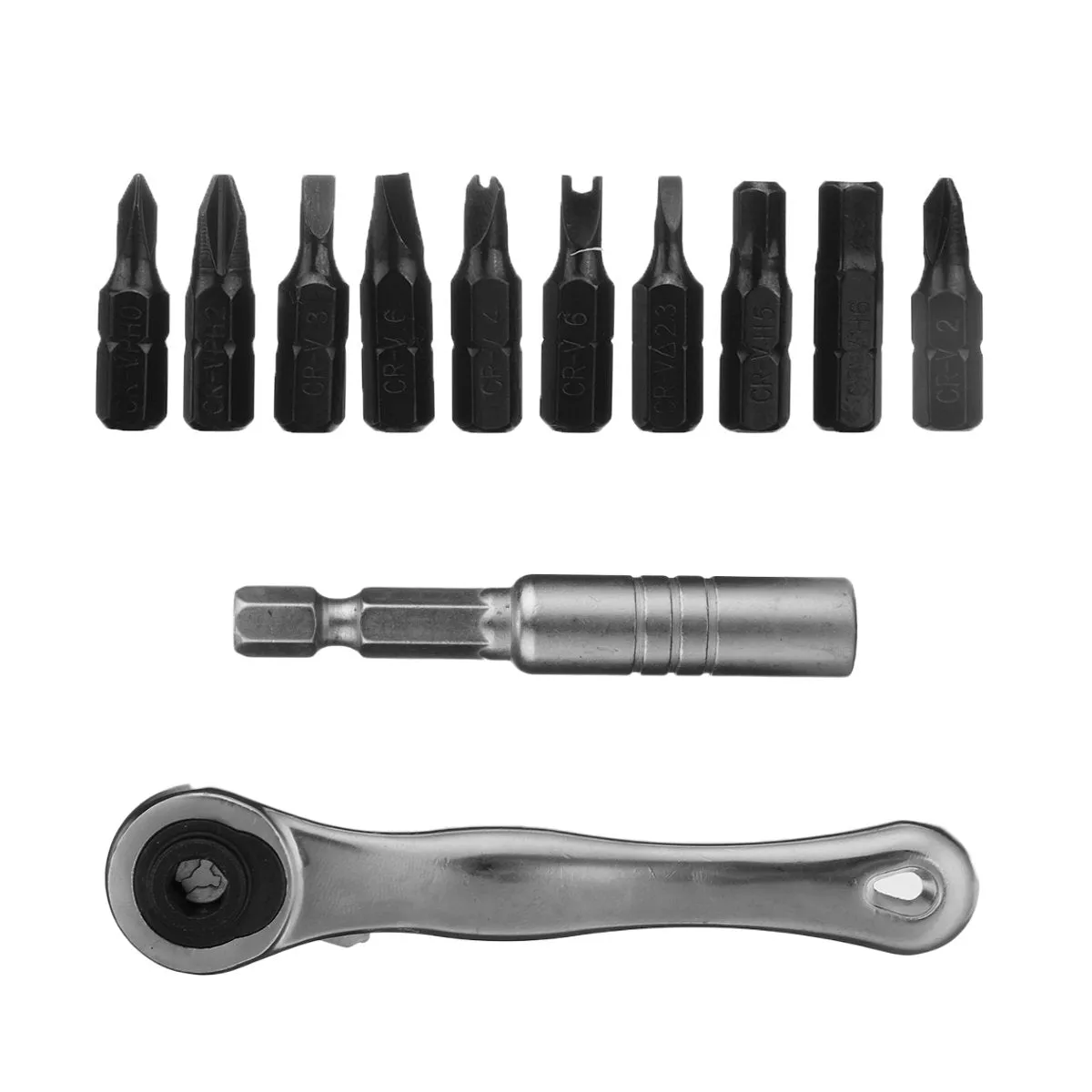 12-piece Ratchet Screwdriver Handle and Screwdriver Bit Repair Tool Kit - 12pcs Multipurpose Bits