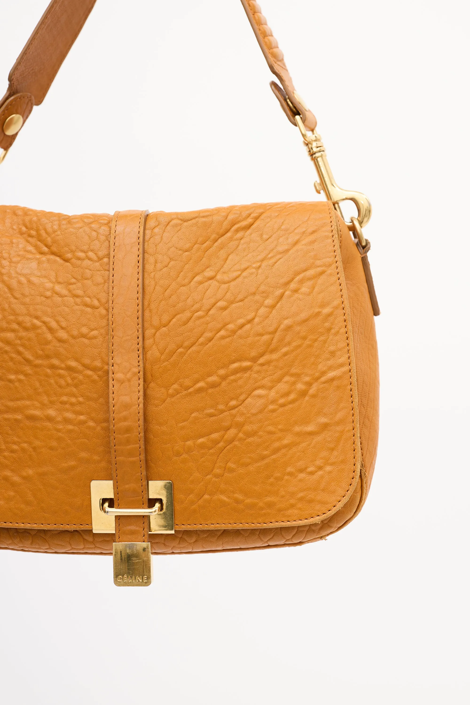 2011 Orange Leather Flap Shoulder Bag