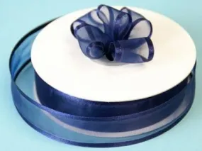 25 Yard 7/8" DIY Navy Blue Organza Ribbon With Satin Edges For Craft Dress Wedding