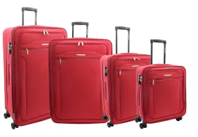 4 Wheel Suitcases Lightweight Soft Luggage Expandable Digit Lock Travel Bags Floaty Red