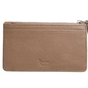 5 Credit Card Pebbled Leather Card Wallet With Zip Beaver