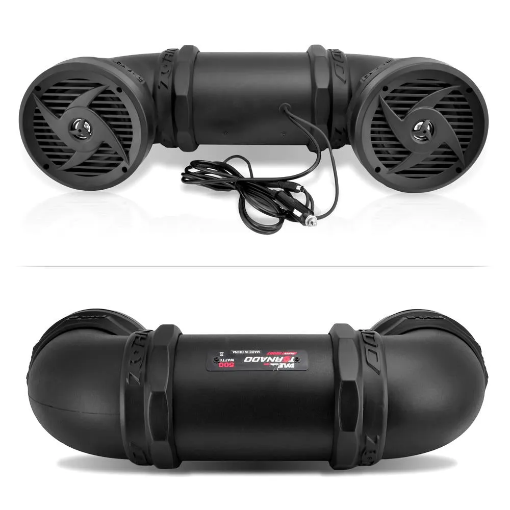 500 Watts Atv/Utv/Jet Ski/Snowmobile Waterproof Powered Sound System W/ 6.5'' 2-Way Stereo Marine Speakers & Built In Leather Case Suitable For Mp3, Mobile Phone, & Aux 3.5Mm Devices & Bluetooth Wireless Streaming