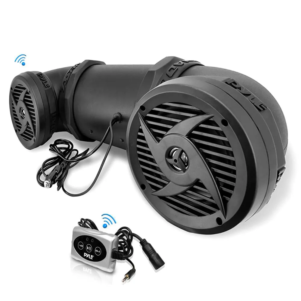 500 Watts Atv/Utv/Jet Ski/Snowmobile Waterproof Powered Sound System W/ 6.5'' 2-Way Stereo Marine Speakers & Built In Leather Case Suitable For Mp3, Mobile Phone, & Aux 3.5Mm Devices & Bluetooth Wireless Streaming