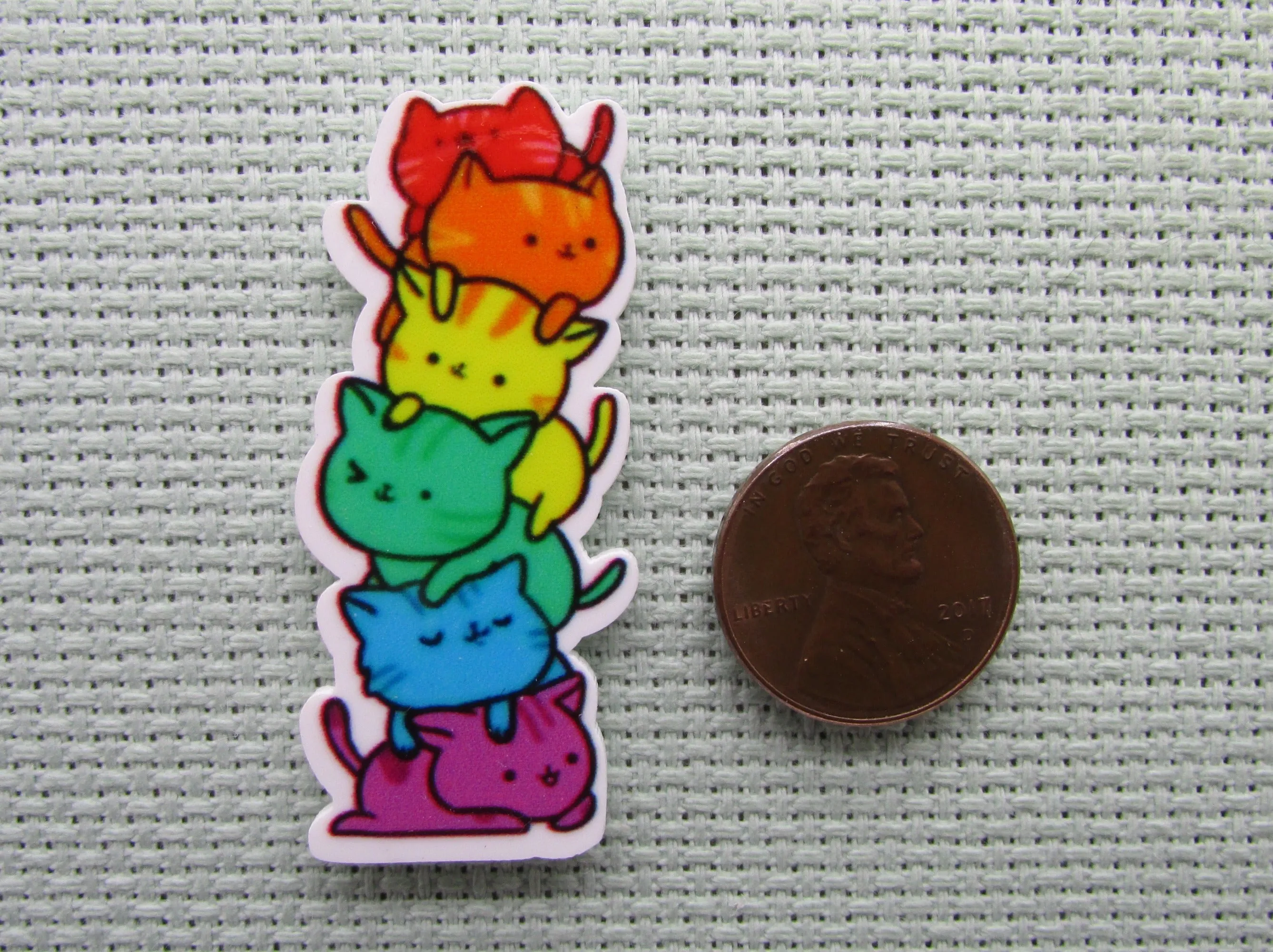 A Pile of Rainbow Cats Needle Minder, Cover Minder, Magnet