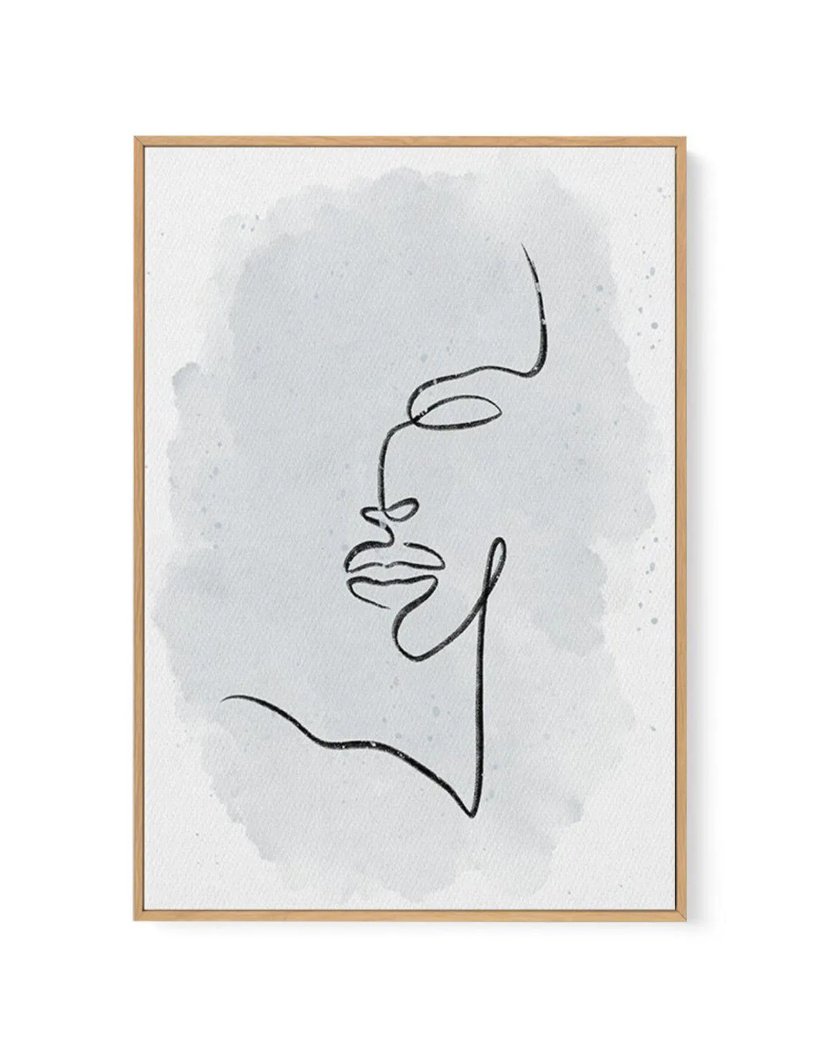 Abstract Face III | Periwinkle Blue | Framed Canvas Art Print