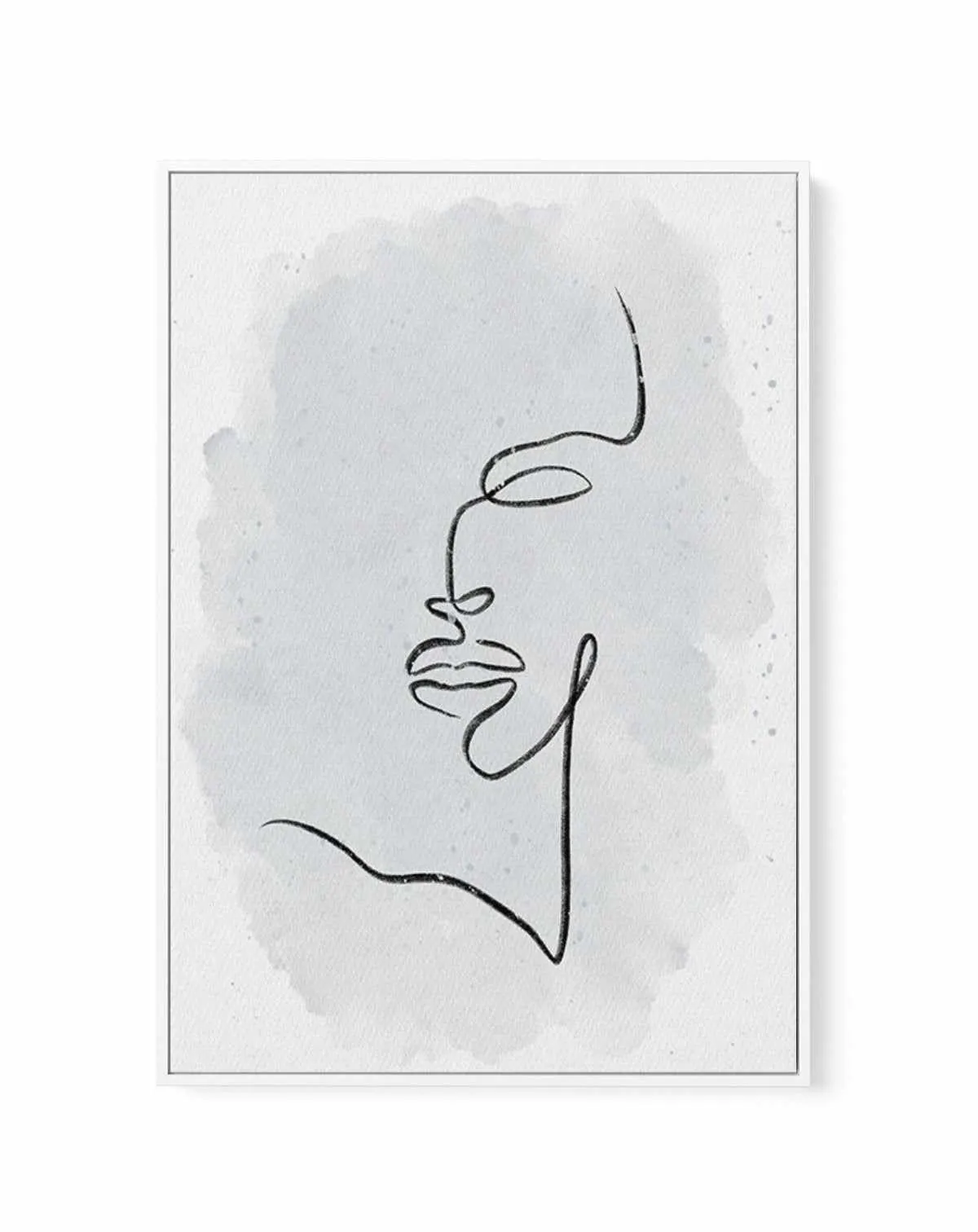 Abstract Face III | Periwinkle Blue | Framed Canvas Art Print