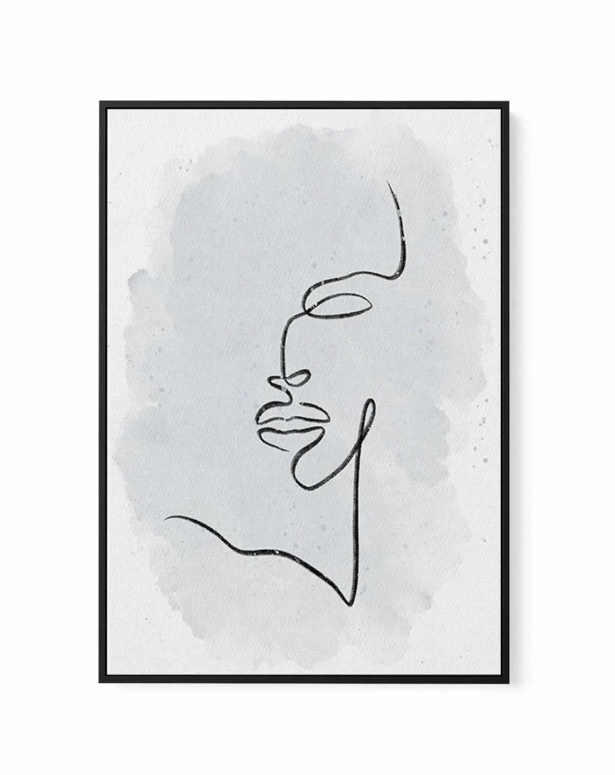 Abstract Face III | Periwinkle Blue | Framed Canvas Art Print