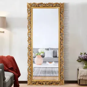 Adeez Gallery Wood Wall Mirror Frame Size (30x60) Inch Only Frame with Out Mirror Colour (Antique Gold) Crafted for Any Glamour Queen, This Floor Mirror is a Splendid Accent