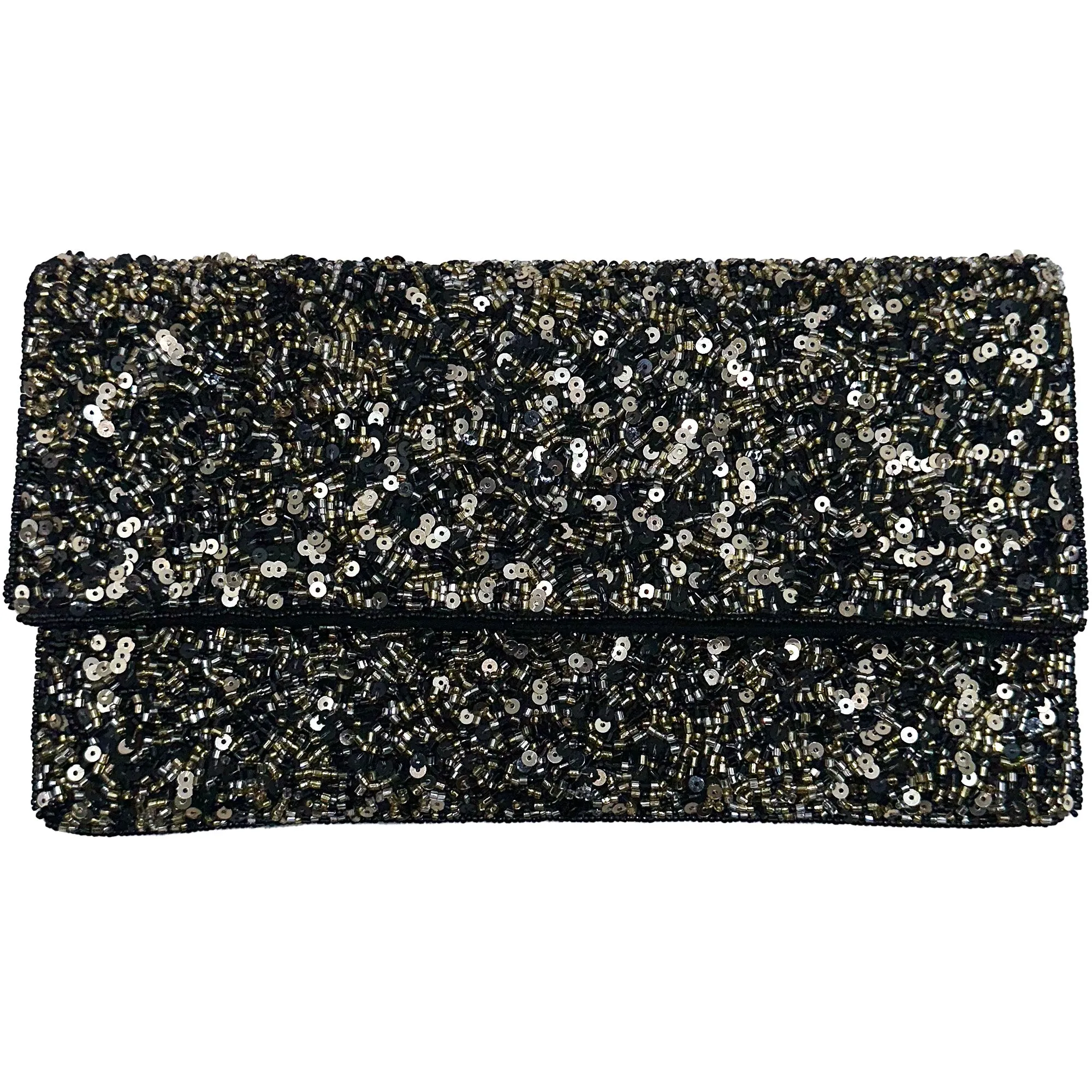 BEADED BLACK & GOLD CLUTCH