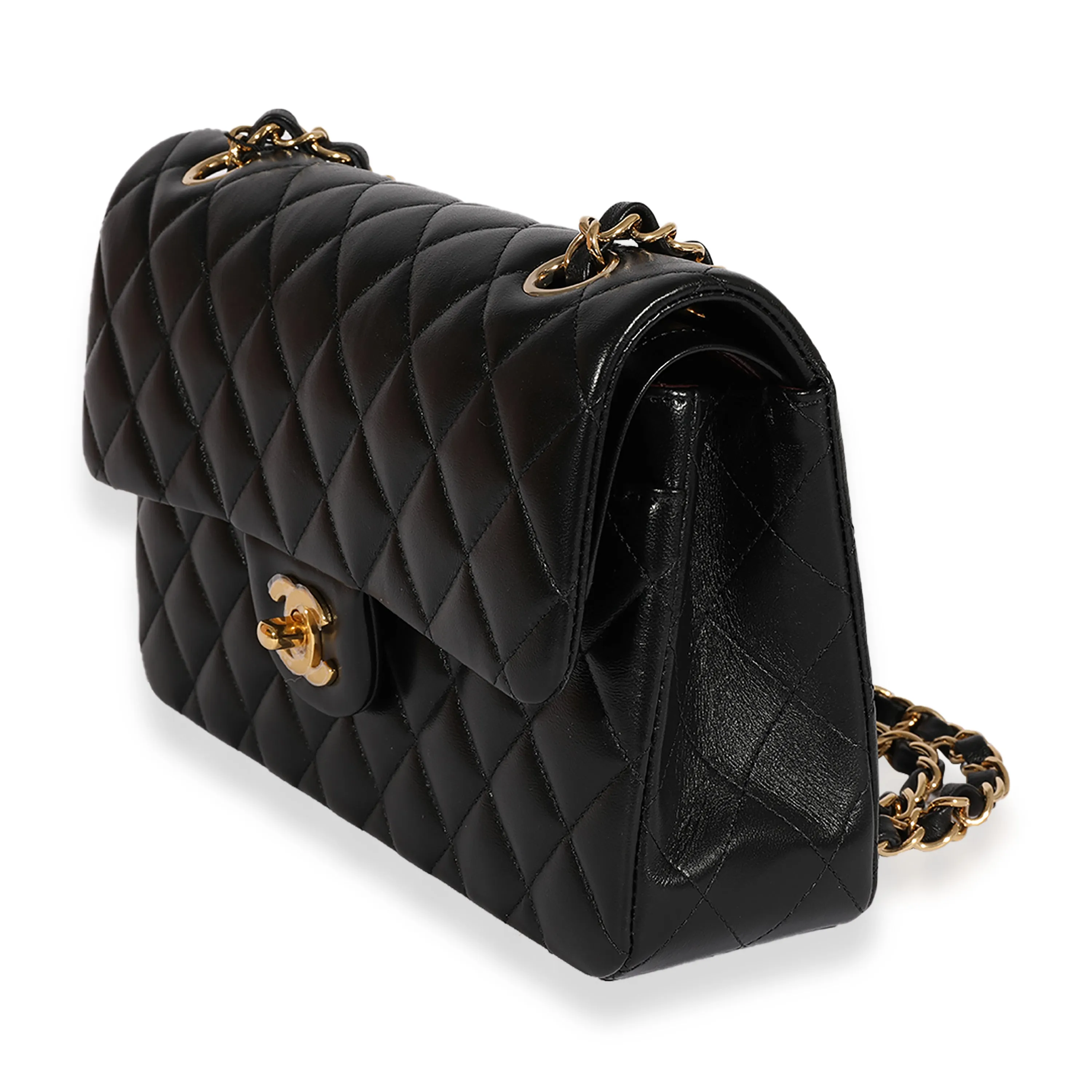 Black Quilted Lambskin Small Classic Double Flap Bag