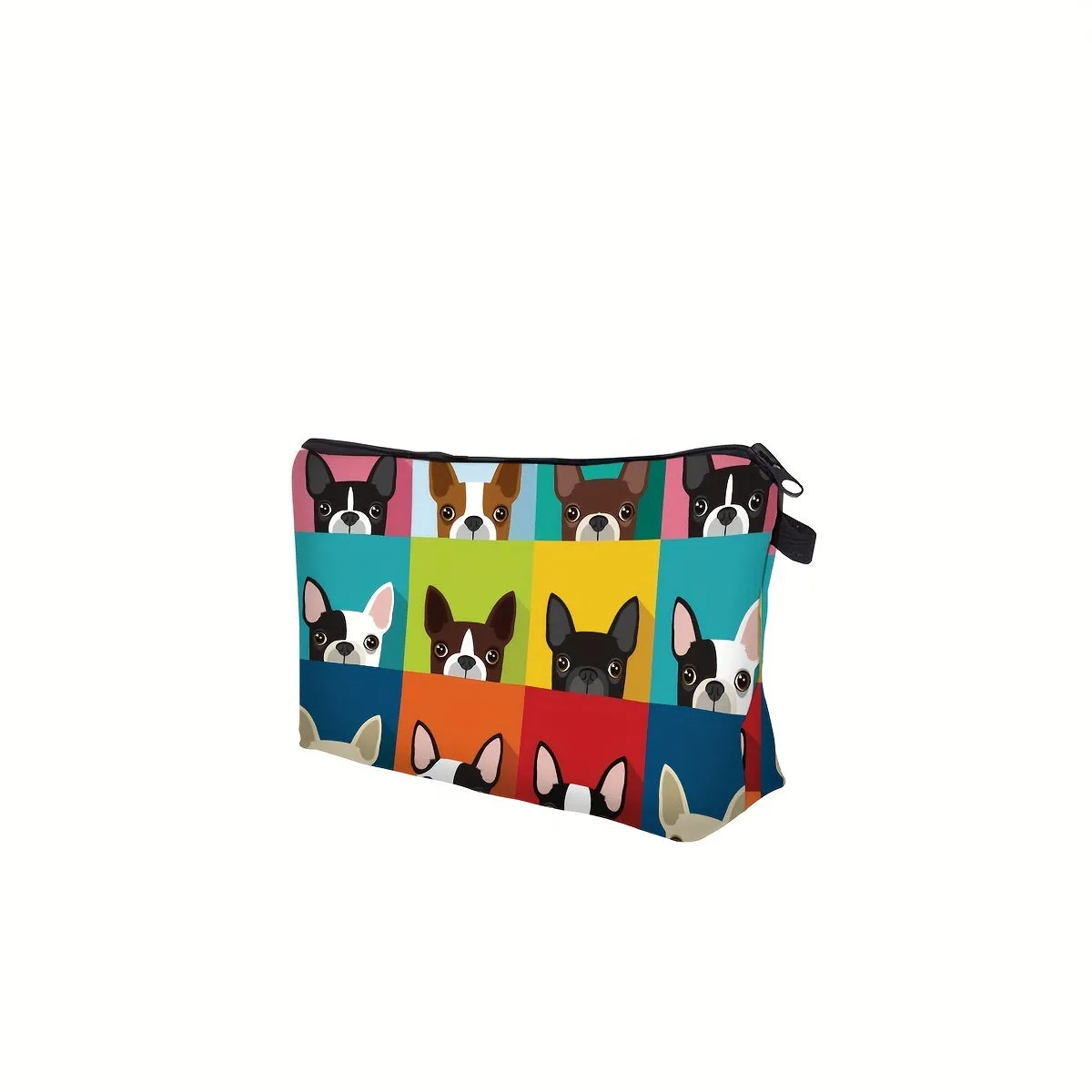 Cartoon Dog Print Makeup Bag Stylish Portable Travel Storage