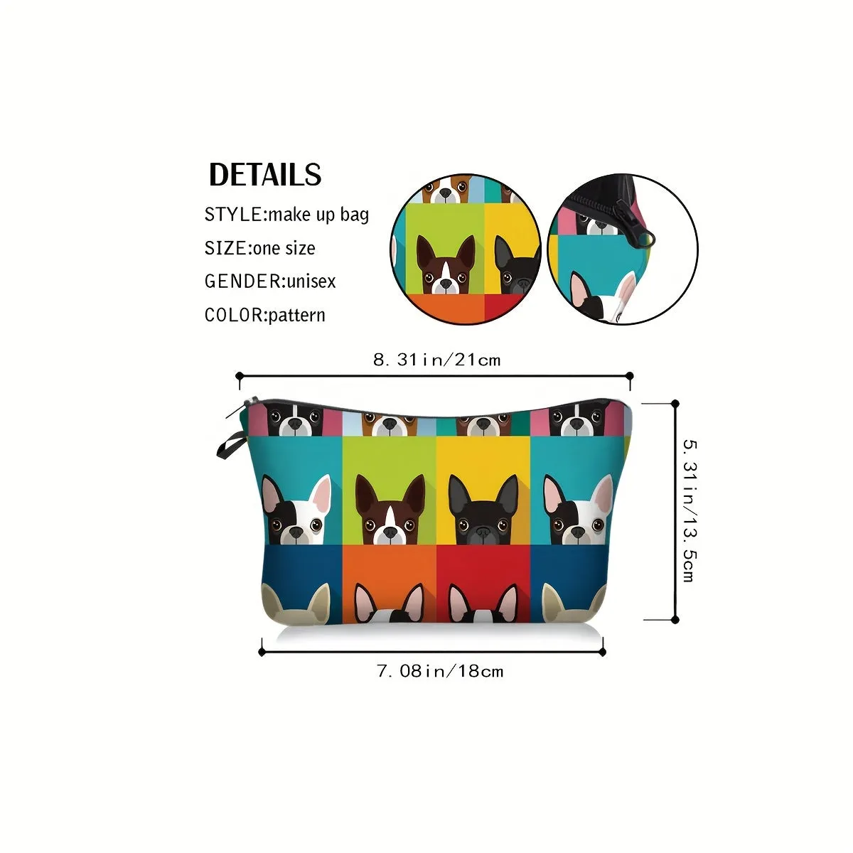 Cartoon Dog Print Makeup Bag Stylish Portable Travel Storage