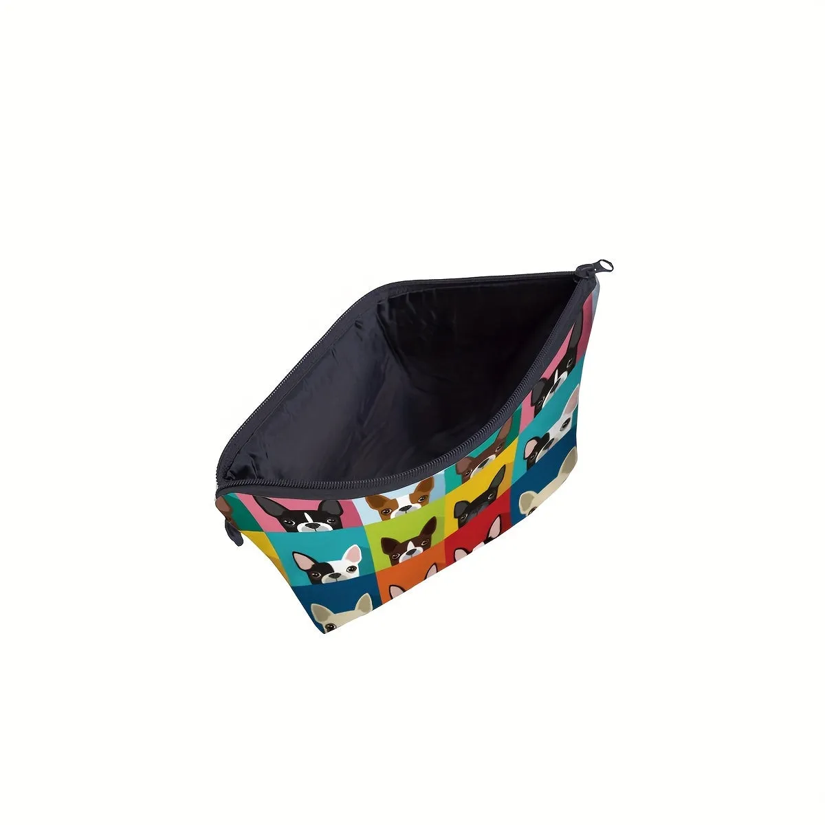 Cartoon Dog Print Makeup Bag Stylish Portable Travel Storage