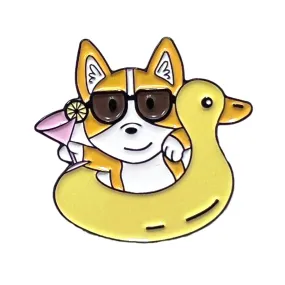 Corgi Yellow Ducky Lifebuoy Kawaii Enamel Pin