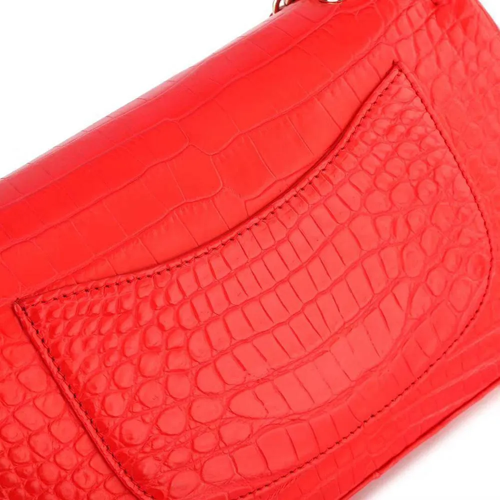 Crocodile  Leather Classic Flap Chain Shoulder Bags For Women Red