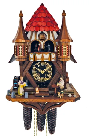 Cuckoo Clock - 8-Day Rathaus with Beer Drinker & Waitress - Schneider