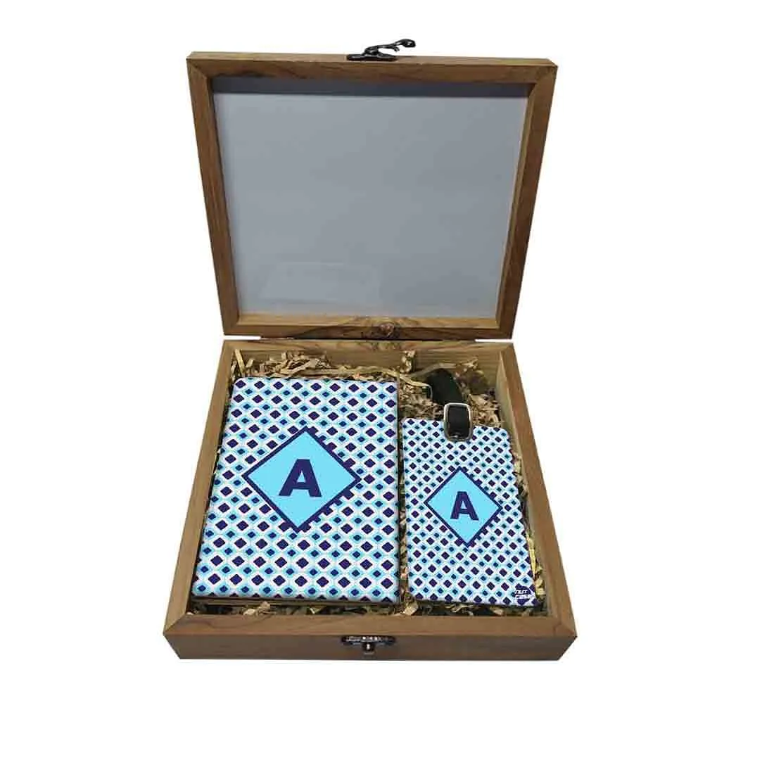 Custom Passport Holder - Blue Diamonds