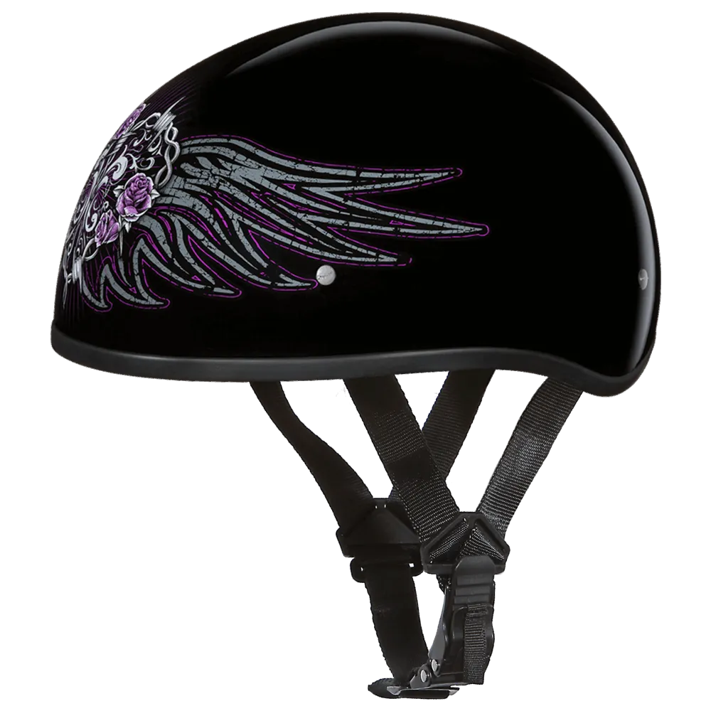 D6-BWH D.O.T. Daytona Skull Cap with Barbed Wire, Heart, Wings