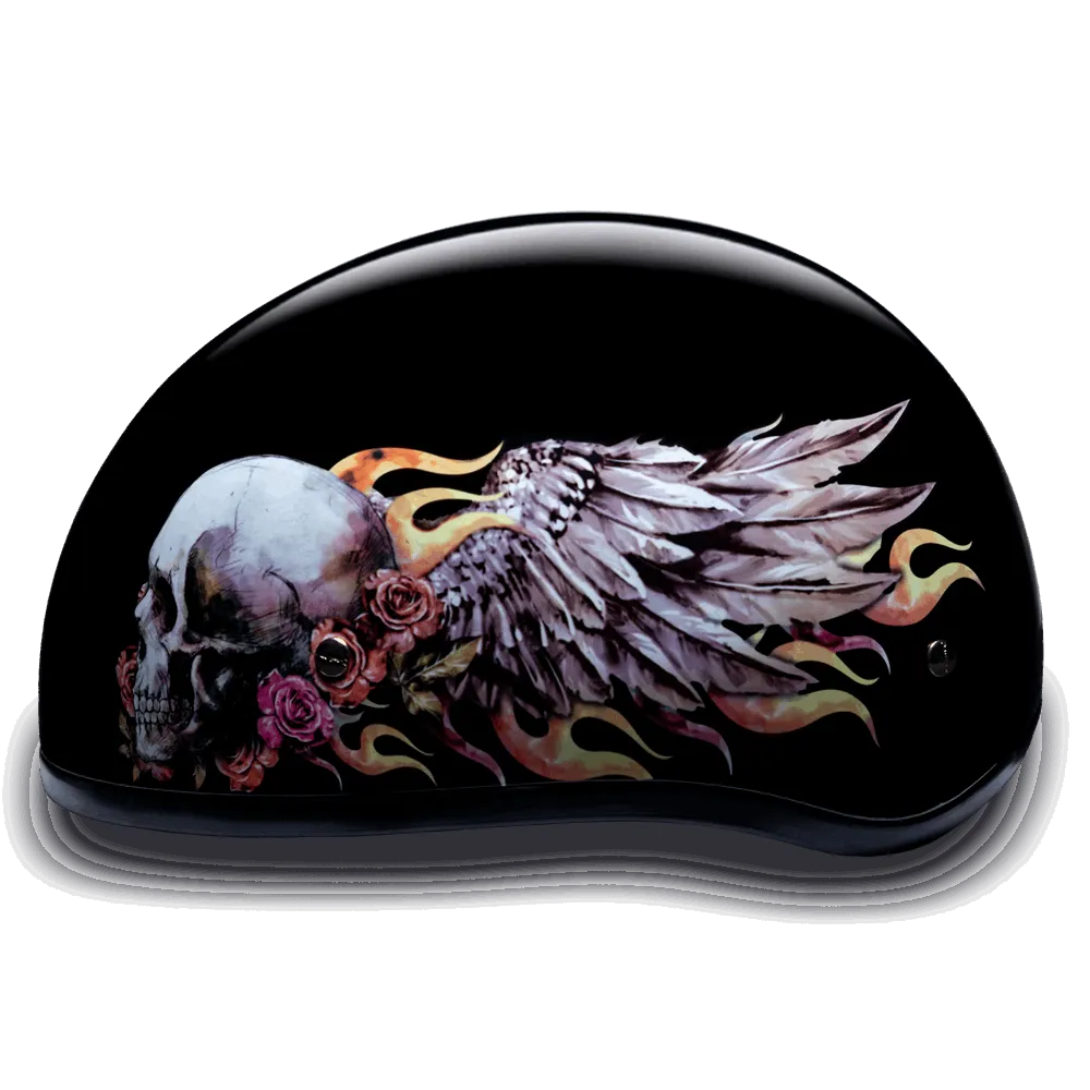 D6-SKW D.O.T. Daytona Skull Cap Helmet - with Skull Wings