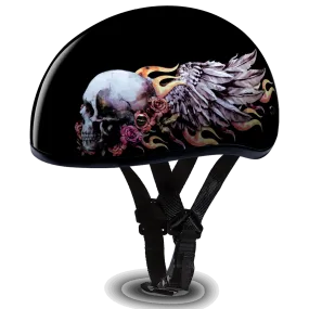 D6-SKW D.O.T. Daytona Skull Cap Helmet - with Skull Wings