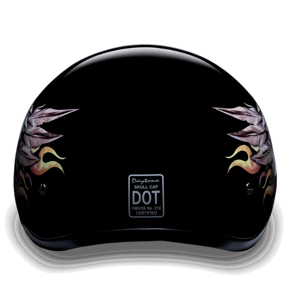 D6-SKW D.O.T. Daytona Skull Cap Helmet - with Skull Wings