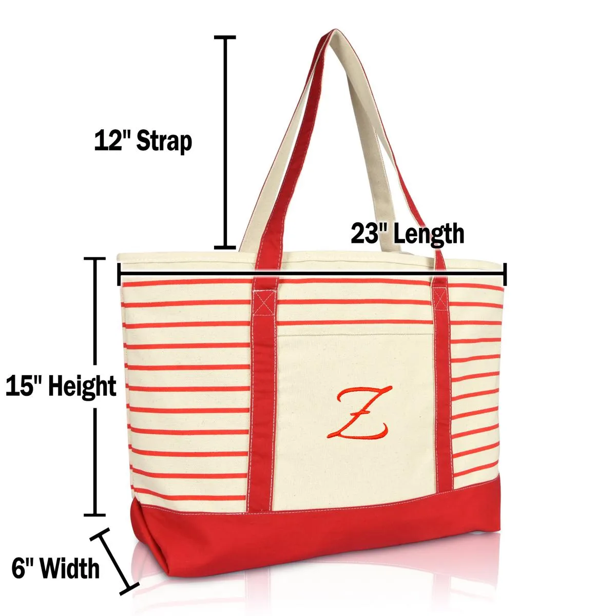 Dalix Striped Z-Initial Tote Bag Womens Ballent Letter Z