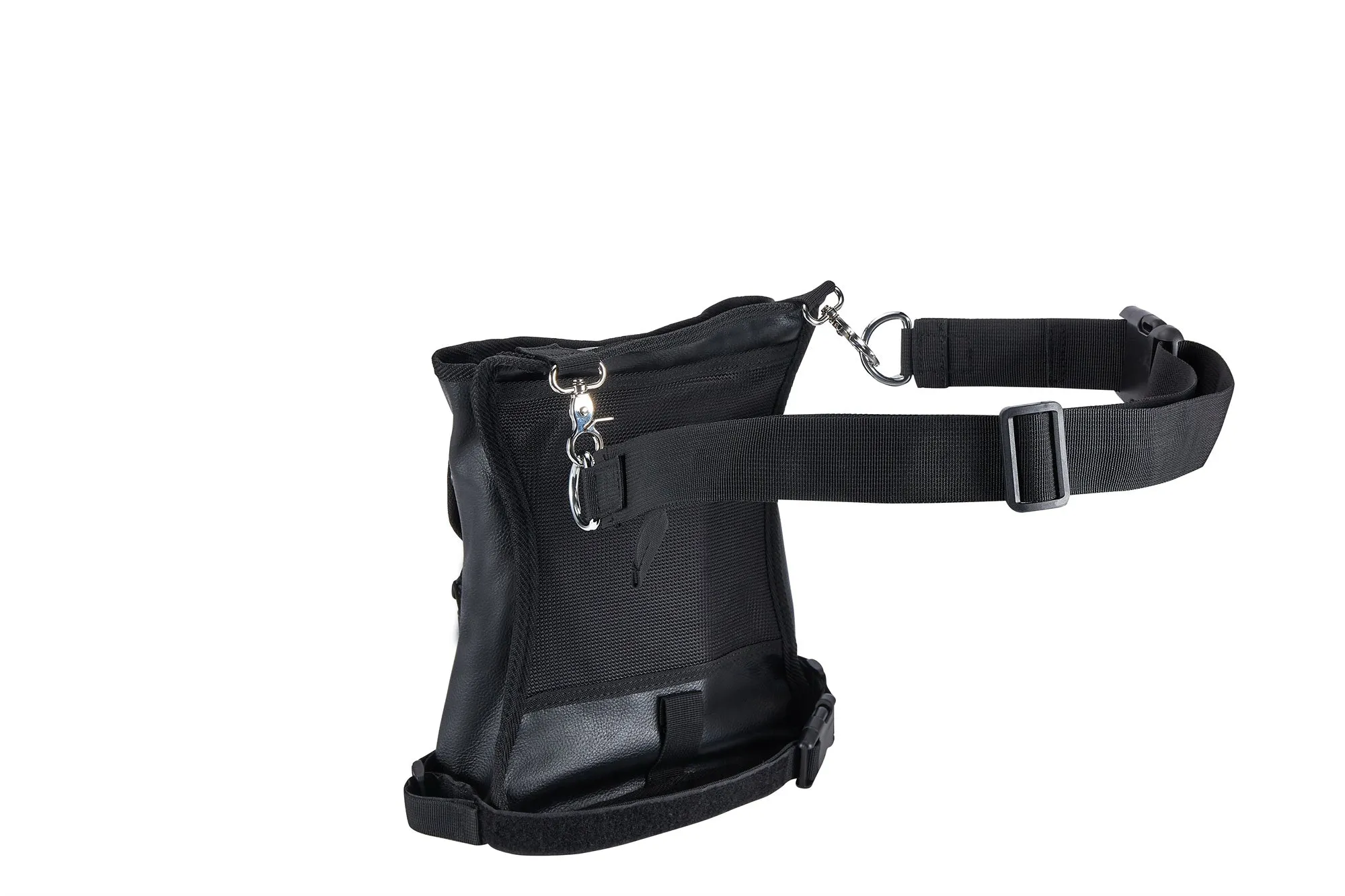 Dream Apparel Black Thigh Bag, Brown Strap, Gun Pocket Leg Bag