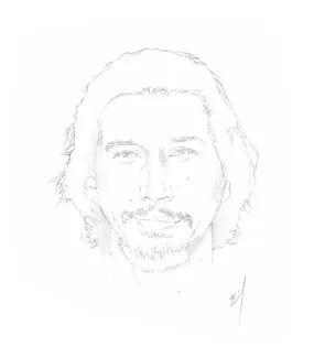 Faint drawing of Adam Driver