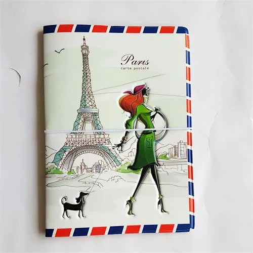 Fashion Miss love travel Passport Cover ID Credit Card Bag 3D Design PVC Leather Business Card Holder Passport Holder 14*9.6CM