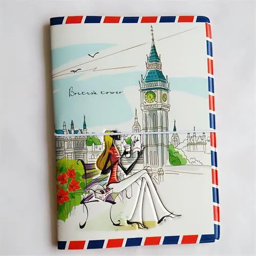 Fashion Miss love travel Passport Cover ID Credit Card Bag 3D Design PVC Leather Business Card Holder Passport Holder 14*9.6CM