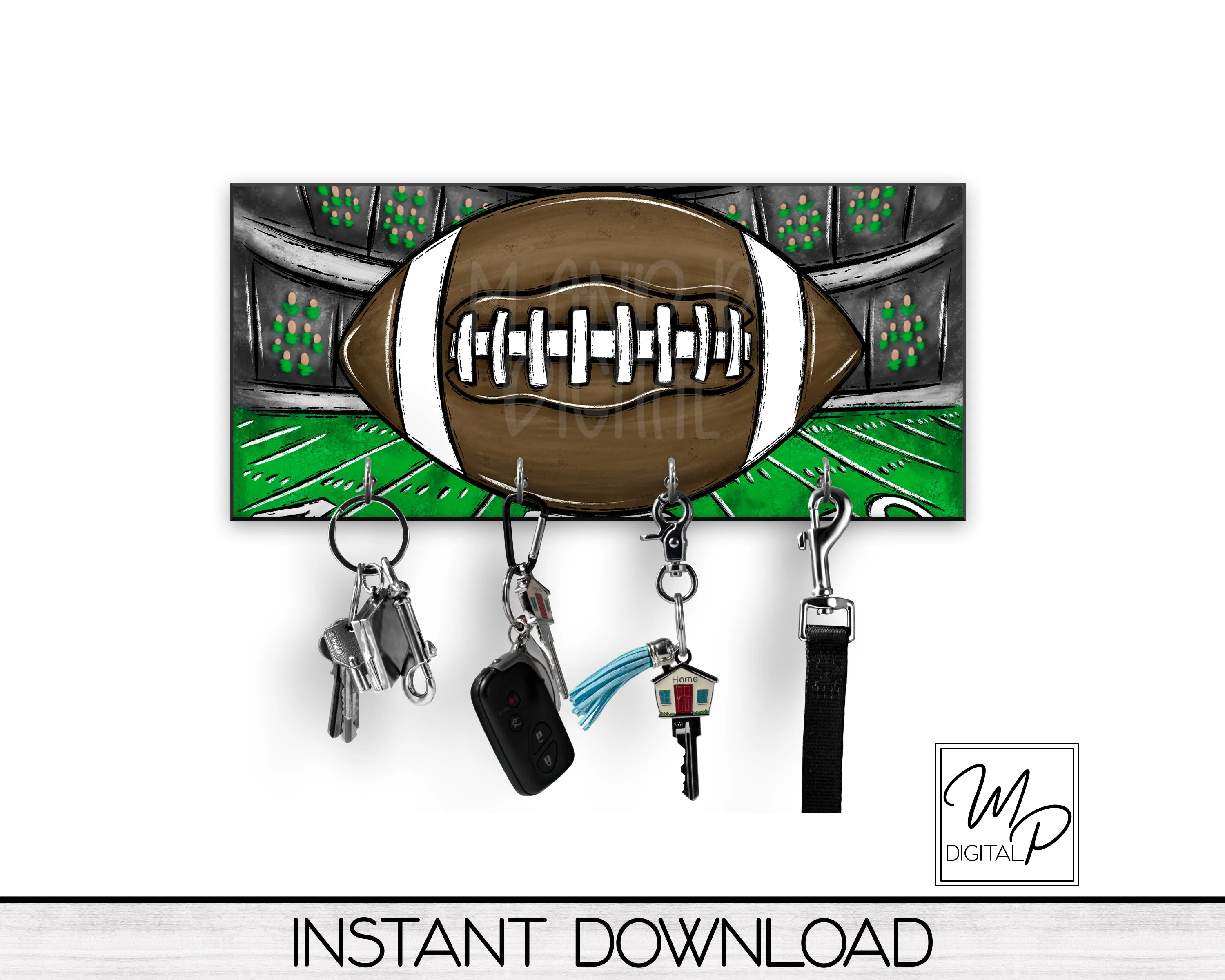 Football Key Hanger PNG Sublimation Design, Digital Download