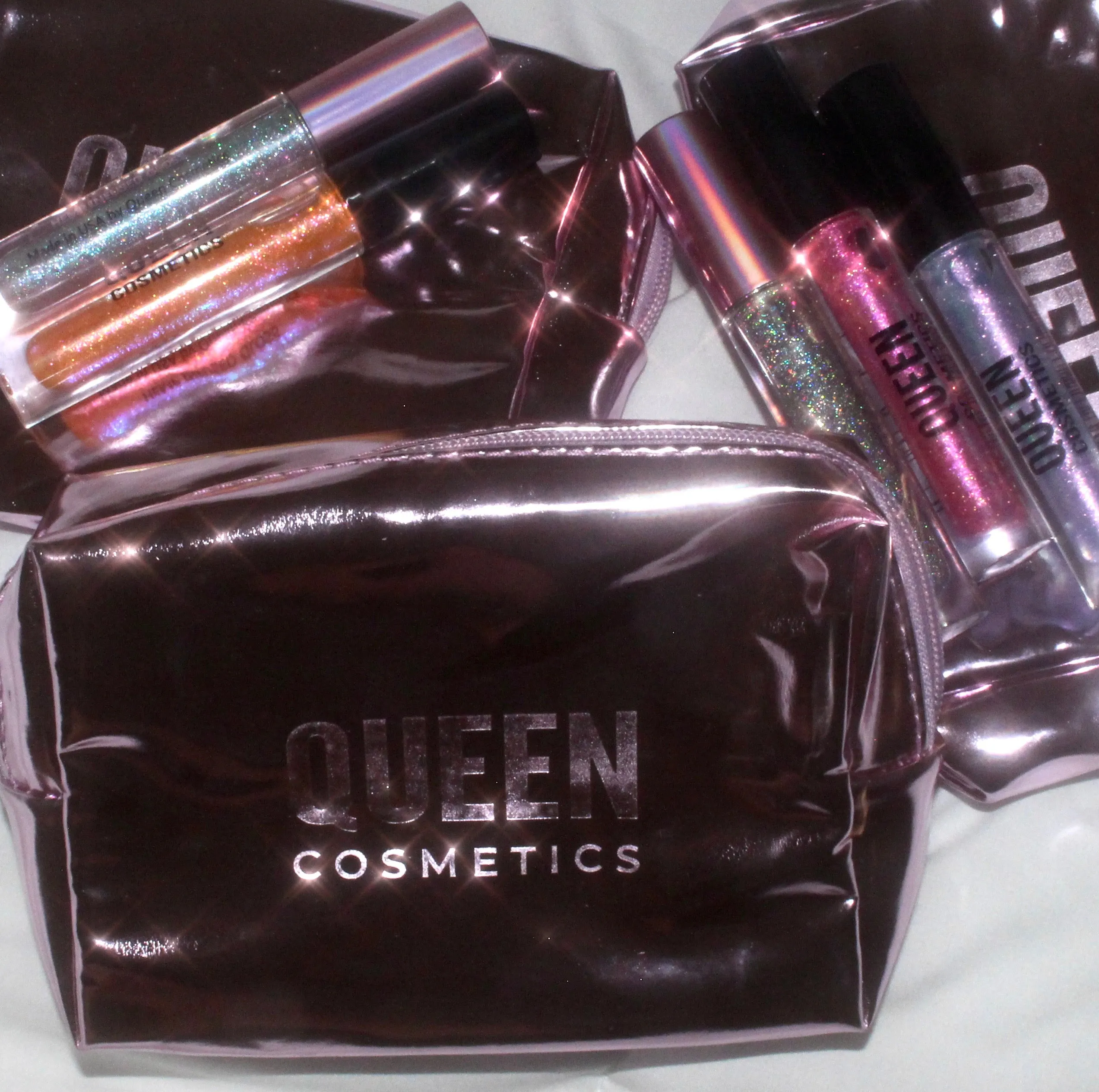 Free Metallic Pink Makeup Bag