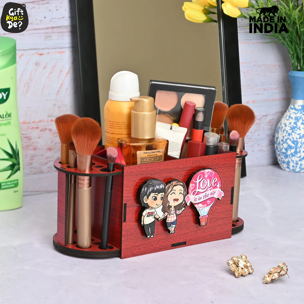 Funky 2 Compartment Makeup Organizer with Brush Holder