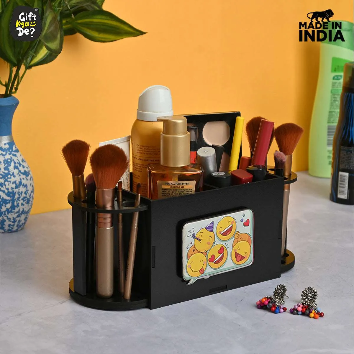 Funky 2 Compartment Makeup Organizer with Brush Holder