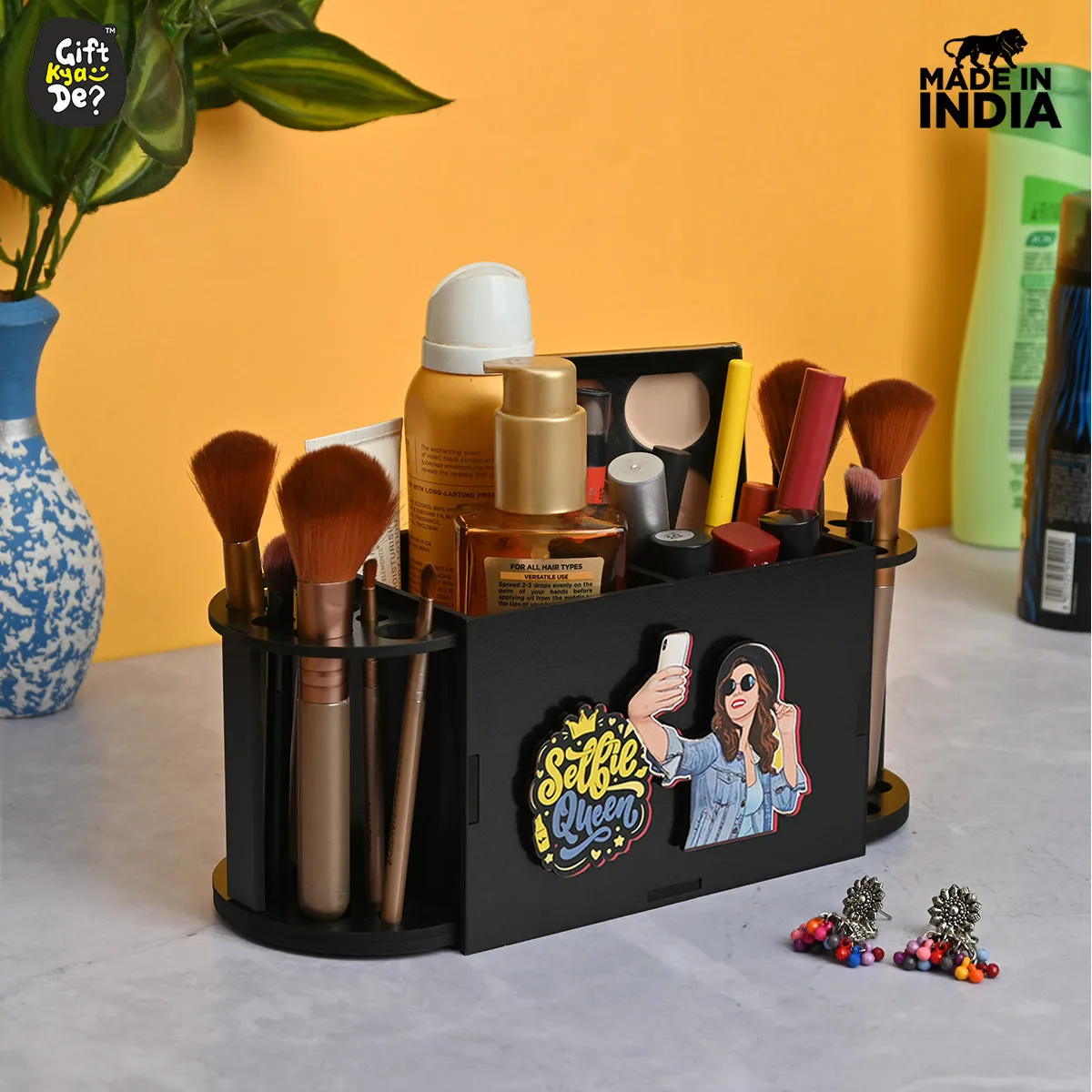 Funky 2 Compartment Makeup Organizer with Brush Holder