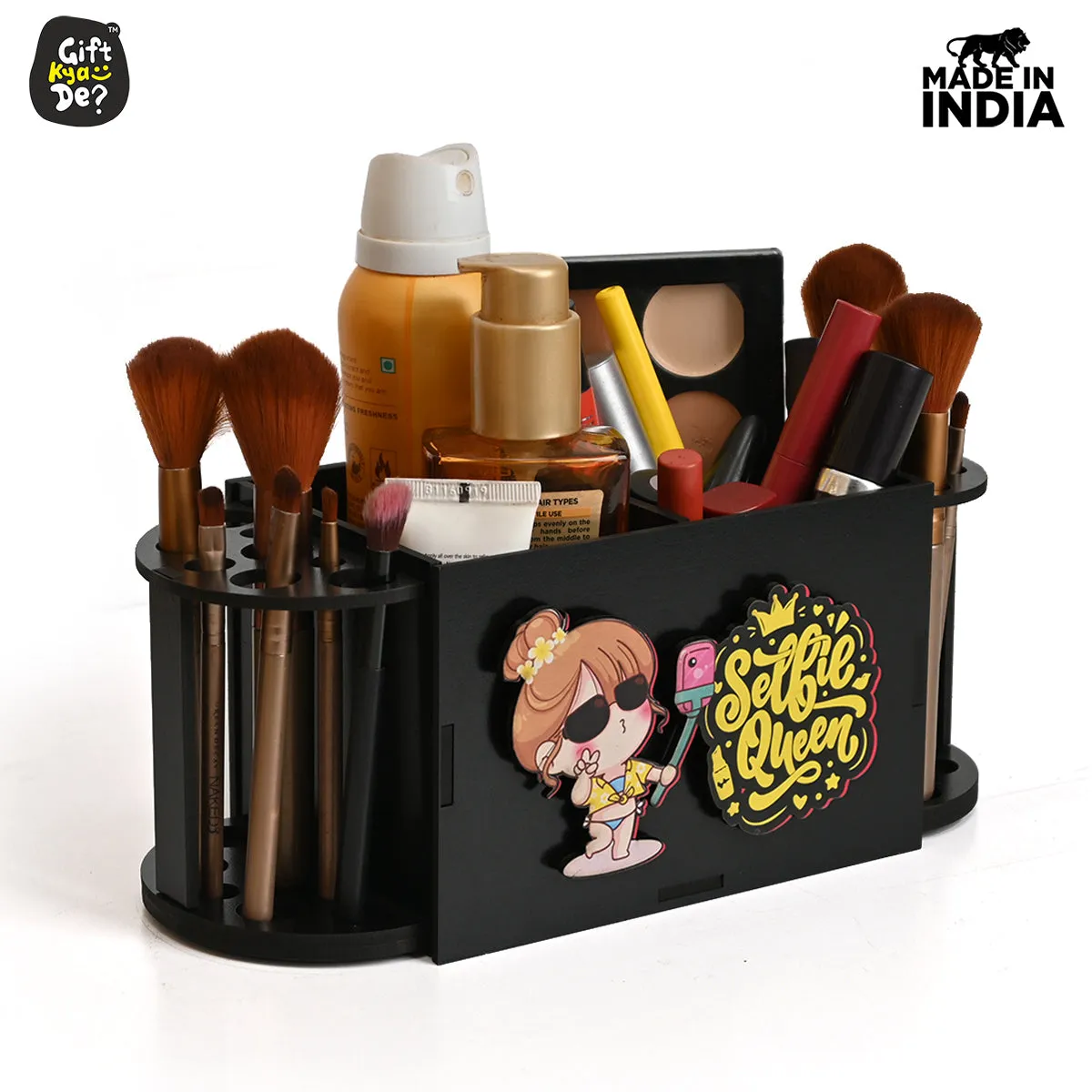 Funky 2 Compartment Makeup Organizer with Brush Holder