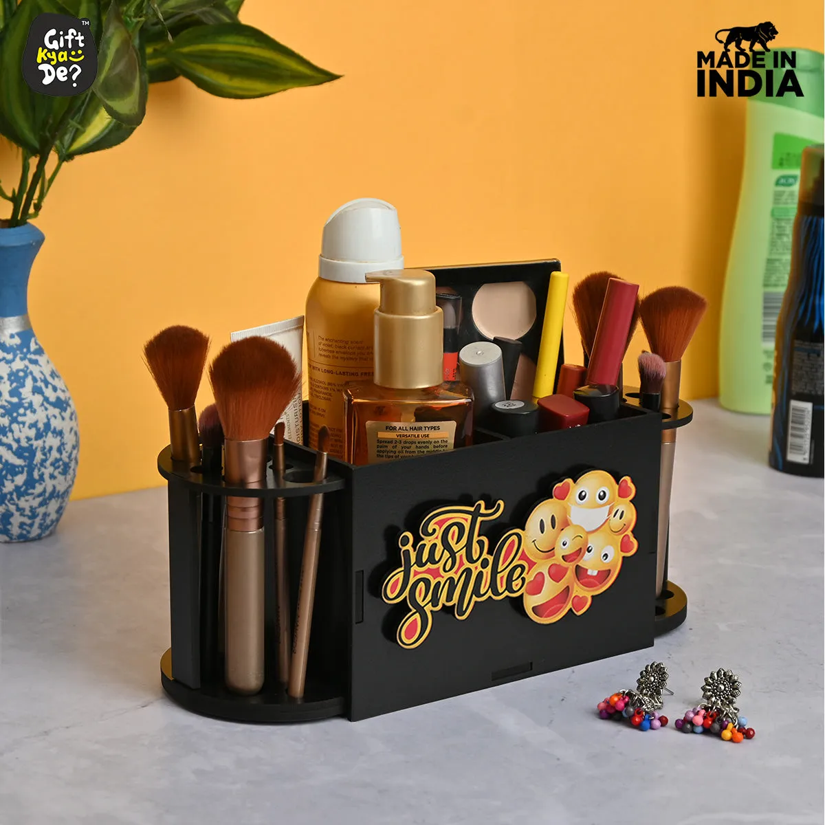 Funky 2 Compartment Makeup Organizer with Brush Holder