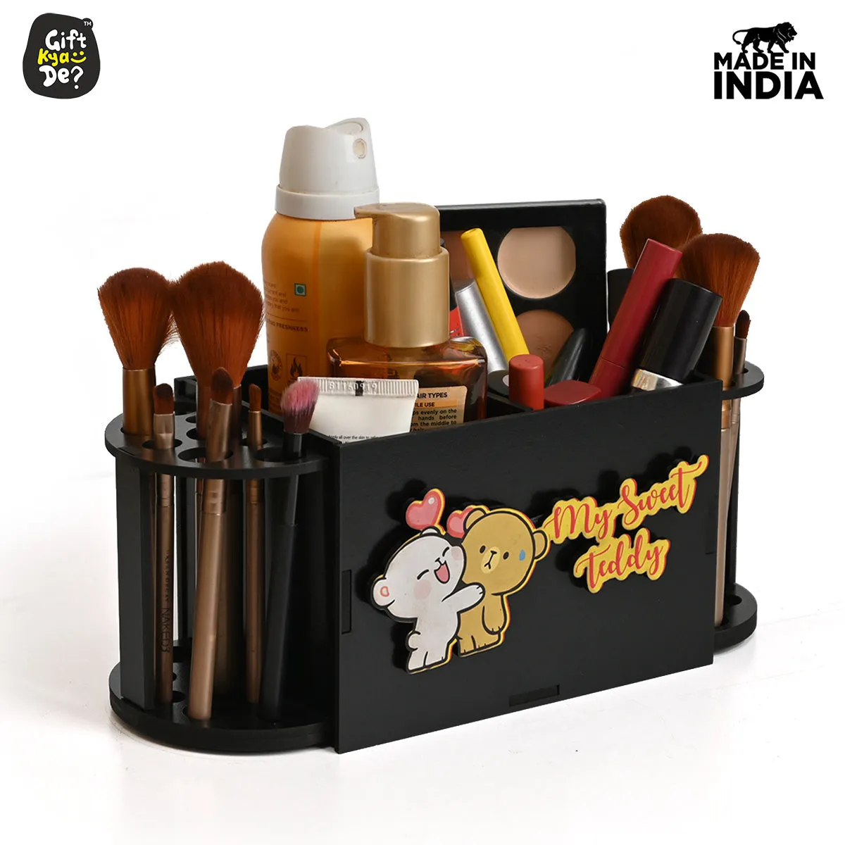 Funky 2 Compartment Makeup Organizer with Brush Holder