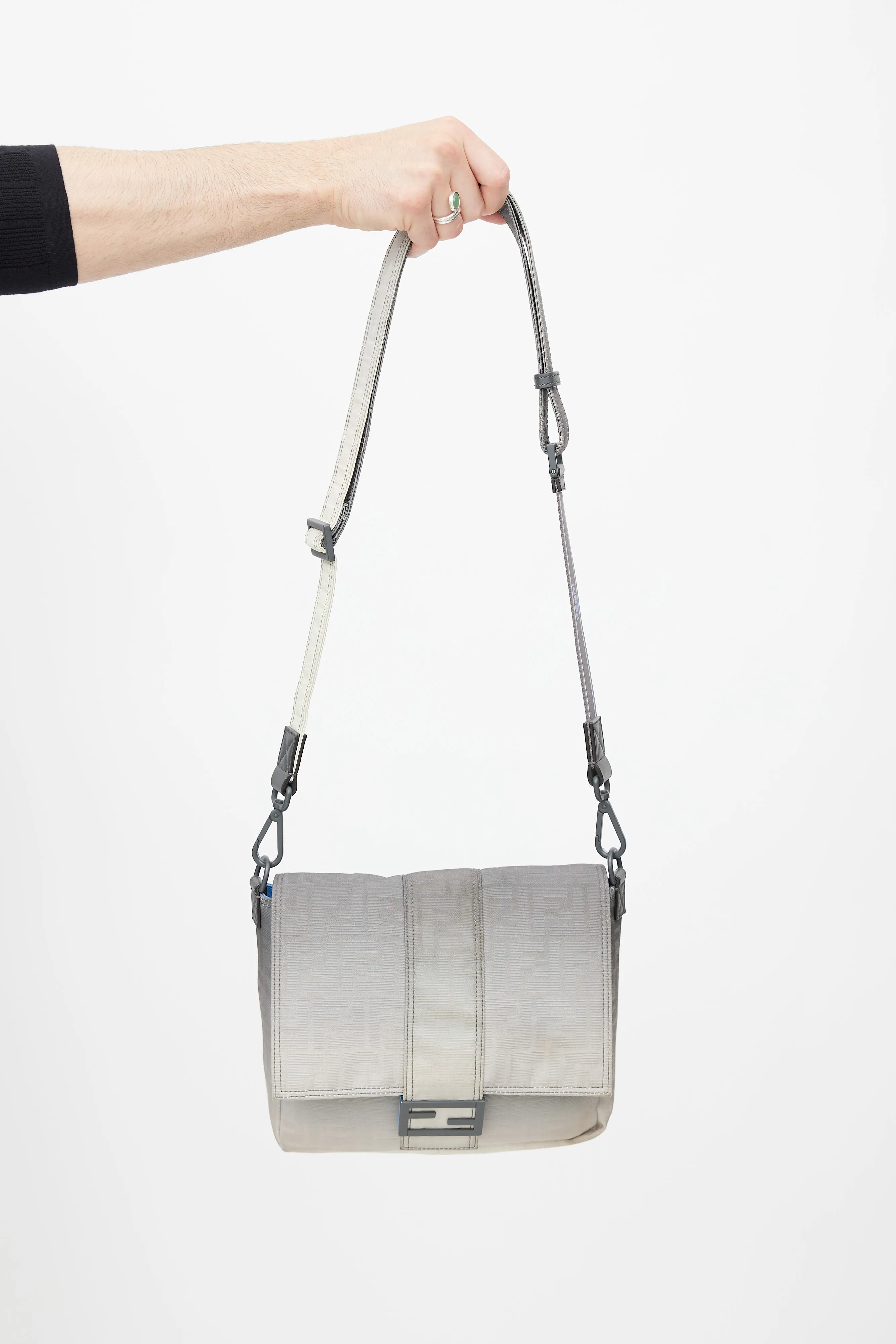 Grey & Cream Gradient Baguette Messenger Bag