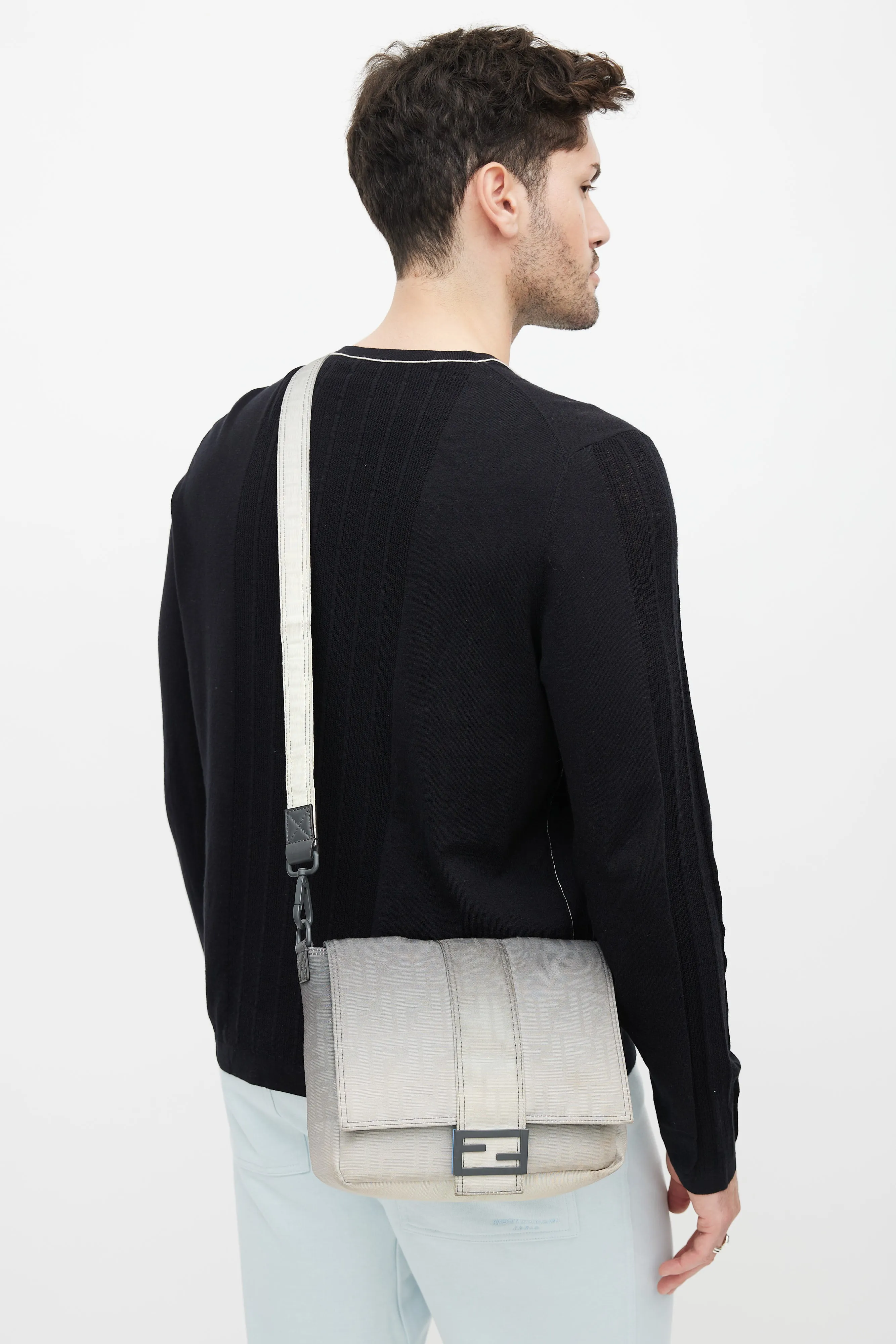 Grey & Cream Gradient Baguette Messenger Bag