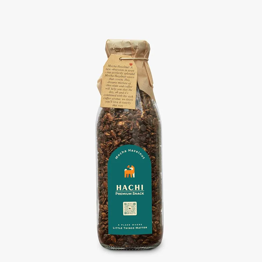 Hachi With Love Premium Mocha Hazelnut Granola Bottle (250 Gm)