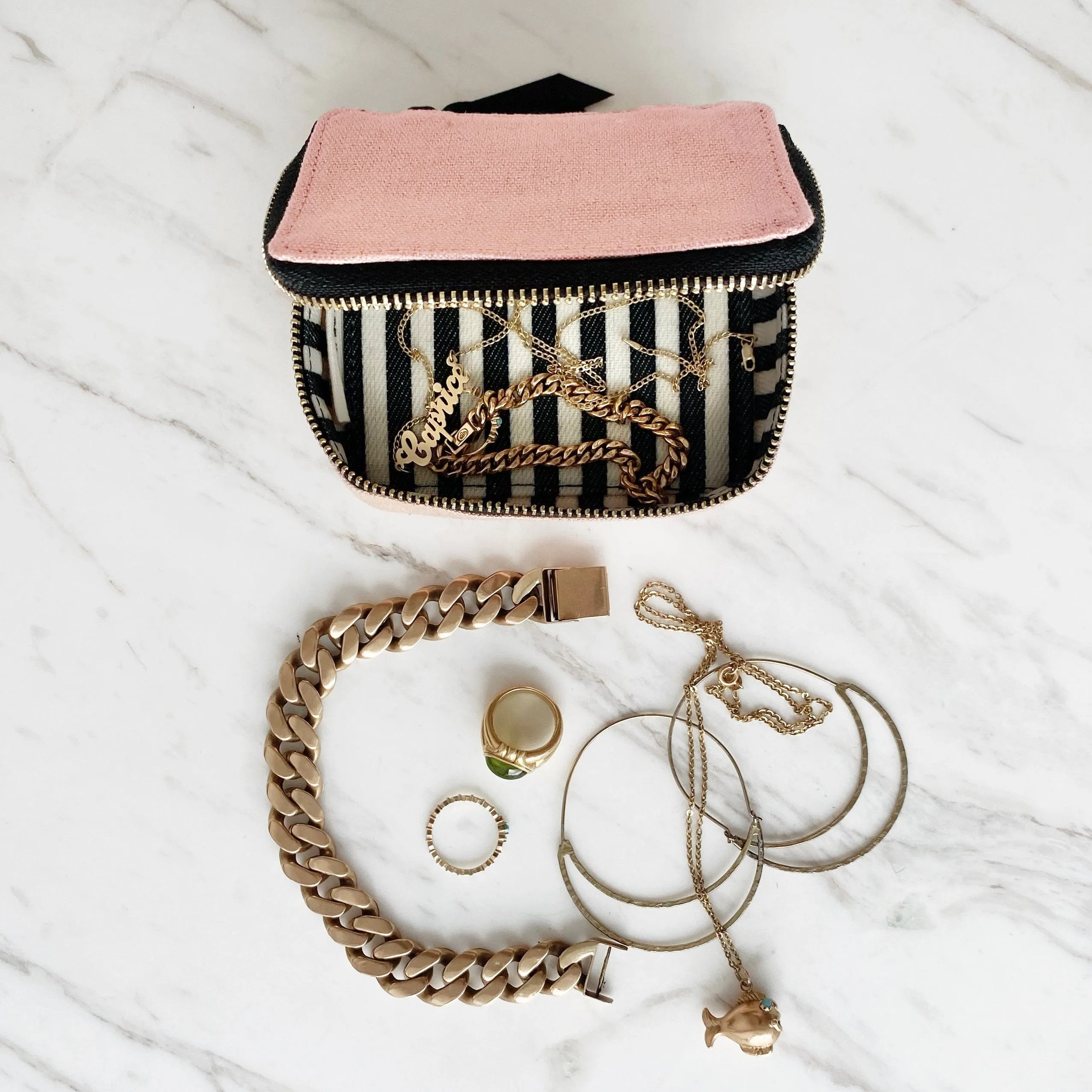 Handbag Organizer Trio: Trinket, Makeup & Earbud Cases, Pink/Blush