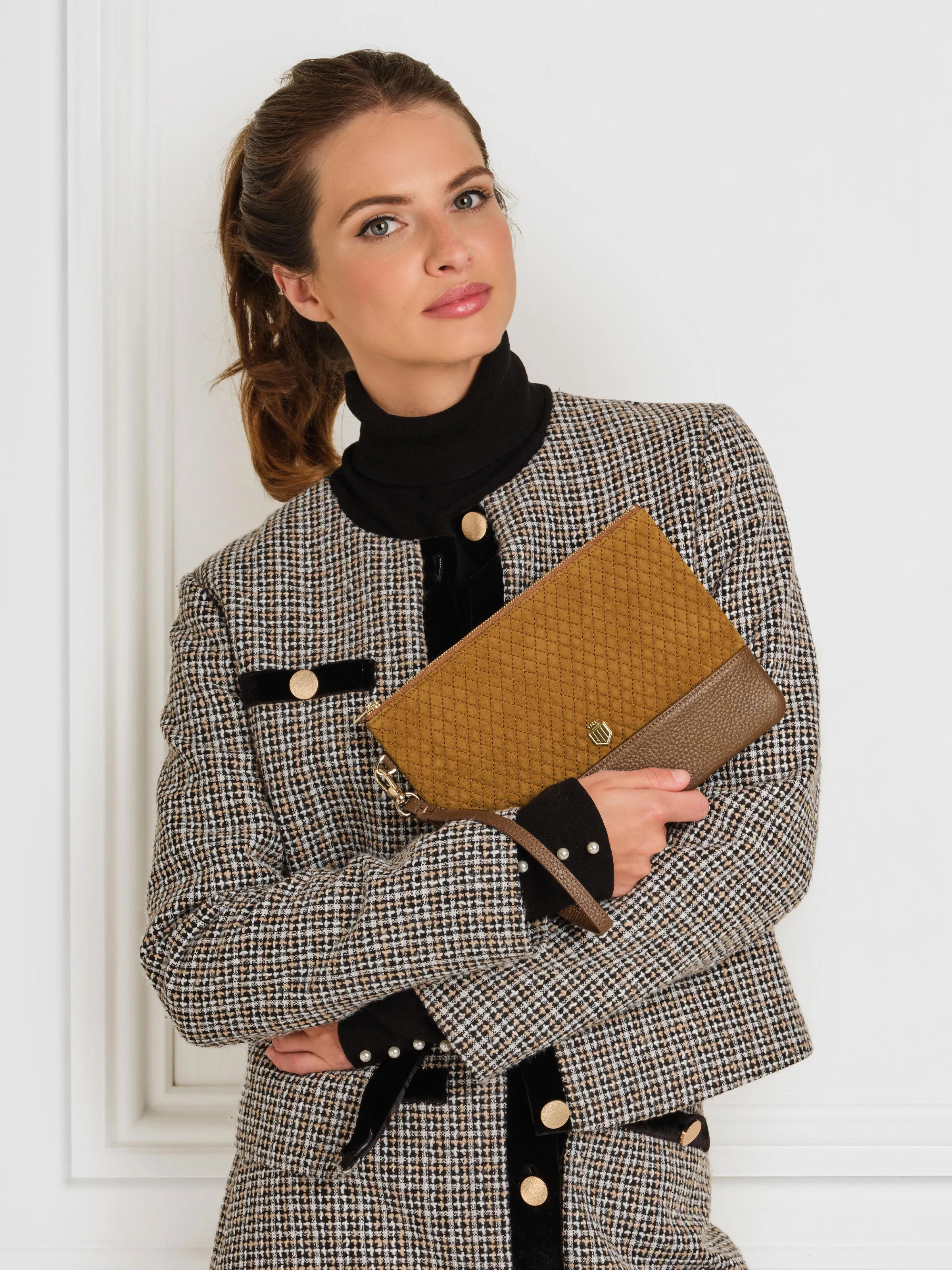 Highbury Clutch - Quilted Tan