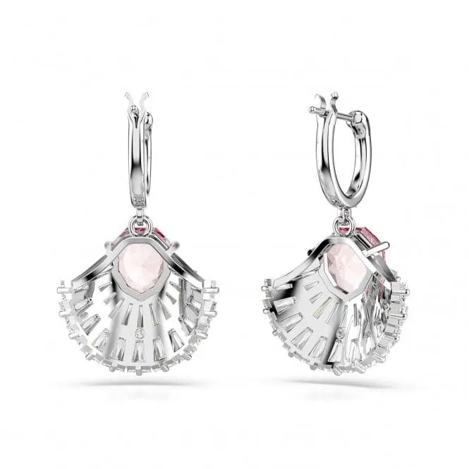 Idyllia Pink Rhodium Plated Shell Drop Earrings 5680295