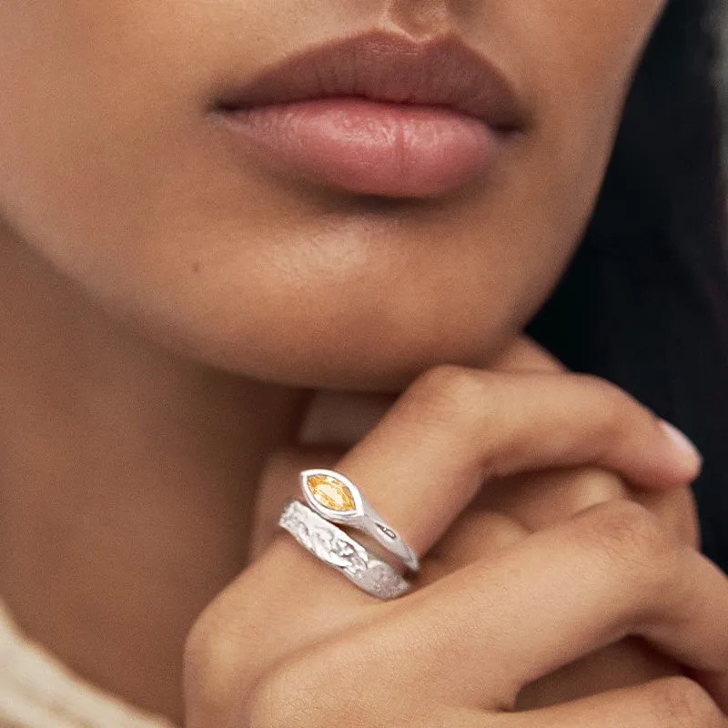 Iris Ring, Citrine, Silver