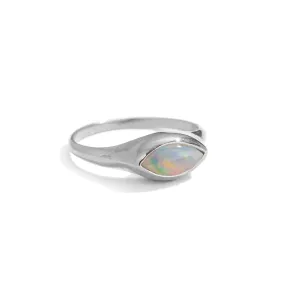 Iris Ring, White Opal, Silver