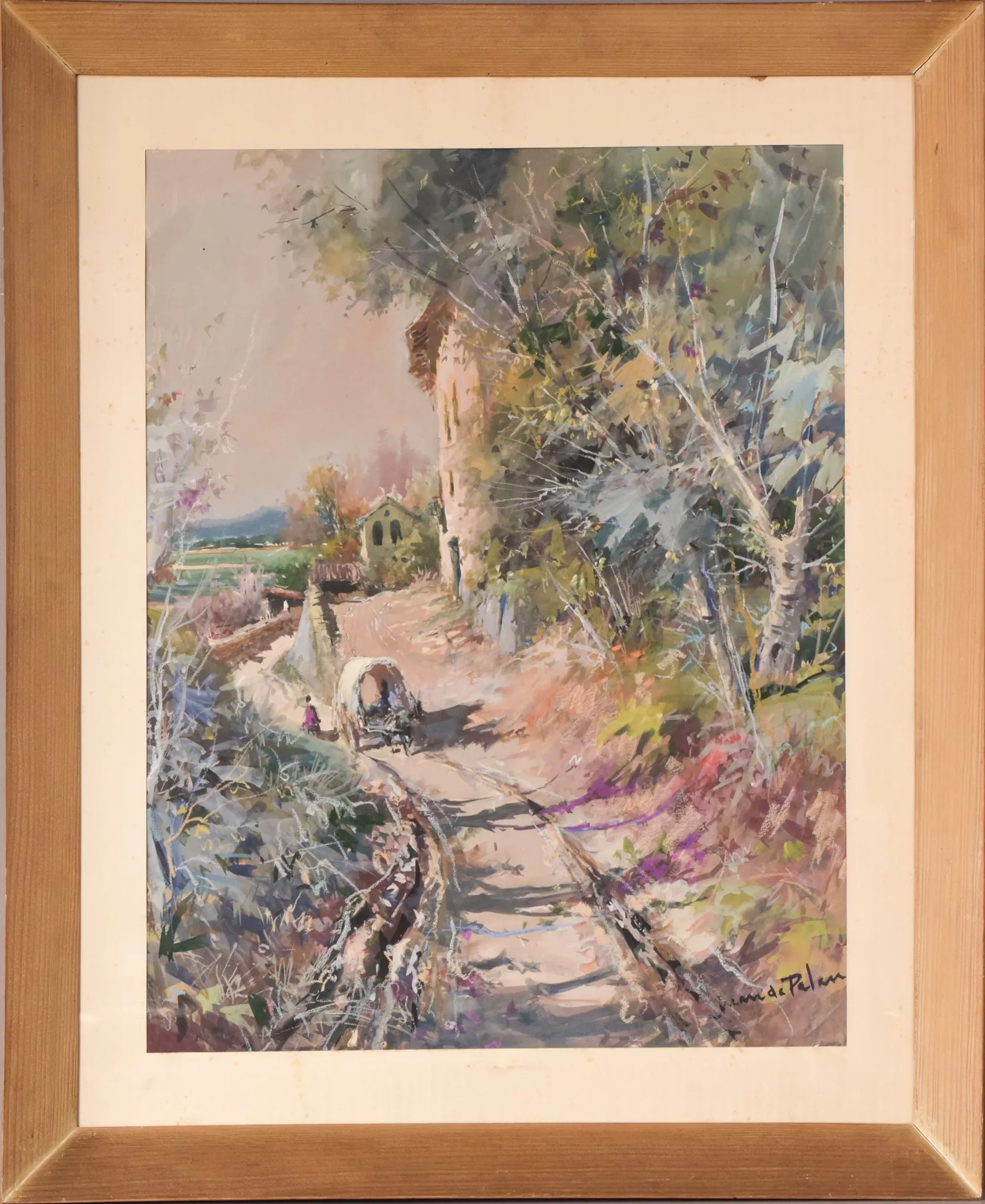 Juan de Palau Buixo - Large Watercolour Landscape with Cart