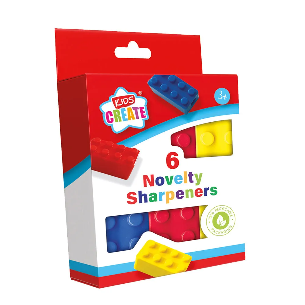 Kids Create Novelty Brick Shaped Sharpeners 6pk