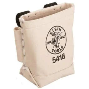 Klein Tools 5416 Tool Pouch, Small Tool Bag for Bolt Storage with Bull Pin Loops and Belt Strap Connect, 5 x 10 x 9-Inch