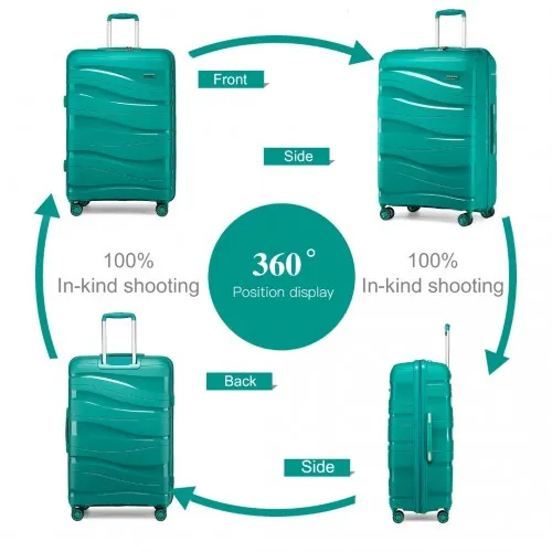 Kono 28 Inch Lightweight Polypropylene Hard Shell Suitcase with TSA Lock - Teal | Durable Travel Luggage with 360° Spinner Wheels